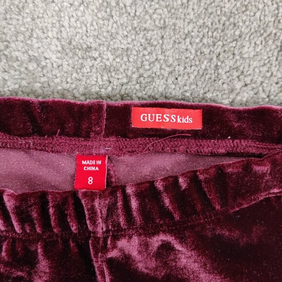 Guess Kids Girls Leggings Size 8 Red Velvet Embellished Pull On Stylish Elegant - Picture 2 of 5